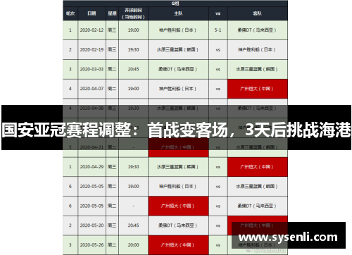 国安亚冠赛程调整：首战变客场，3天后挑战海港